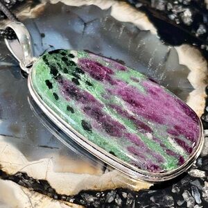 Beautiful Anyolite Ruby Zoisite Pendant 2 1/4”